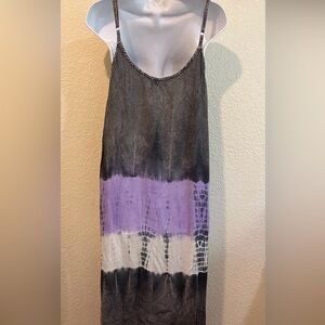 Gray and Purple Tie-Dye Slip Dress.